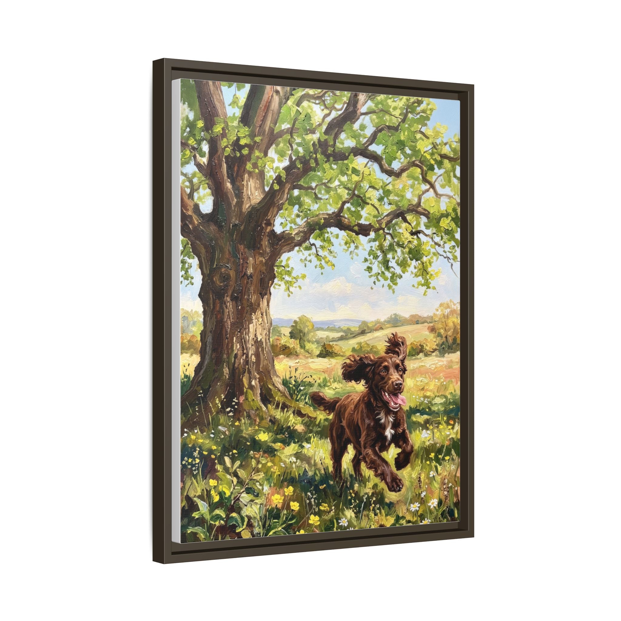 The Working Cocker - Print on Canvas with Wooden Frame