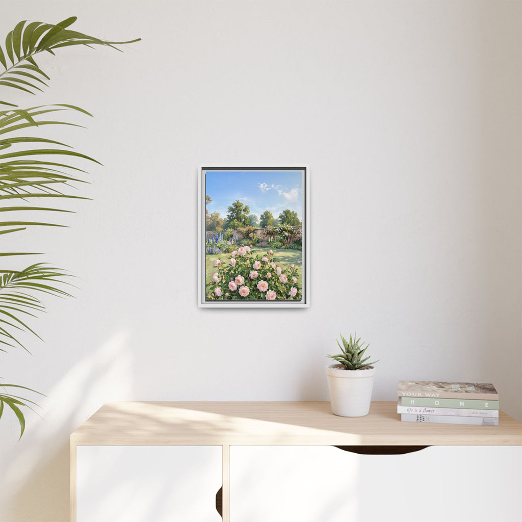 The Rose Garden - Print on Canvas with Wooden Frame