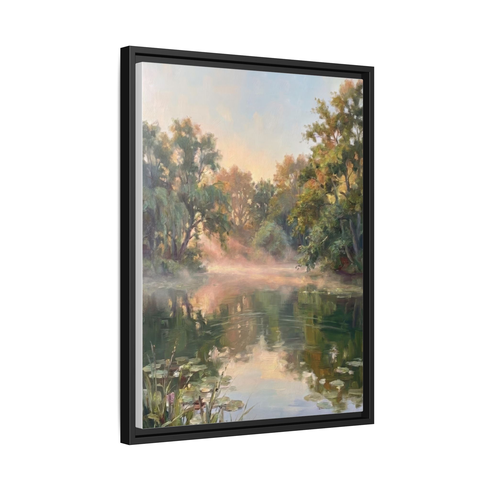 The Lily Pond - Print on Canvas with Wooden Frame
