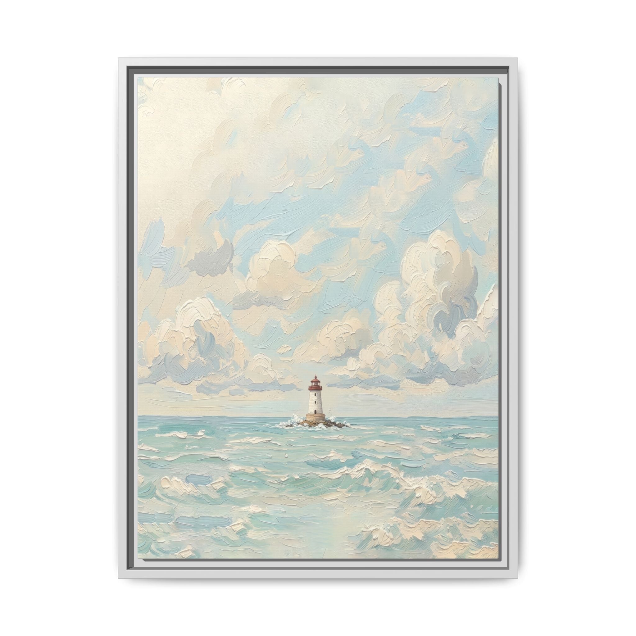 The Lighthouse - Print on Canvas with Wooden Frame