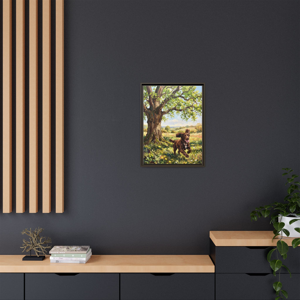 The Working Cocker - Print on Canvas with Wooden Frame