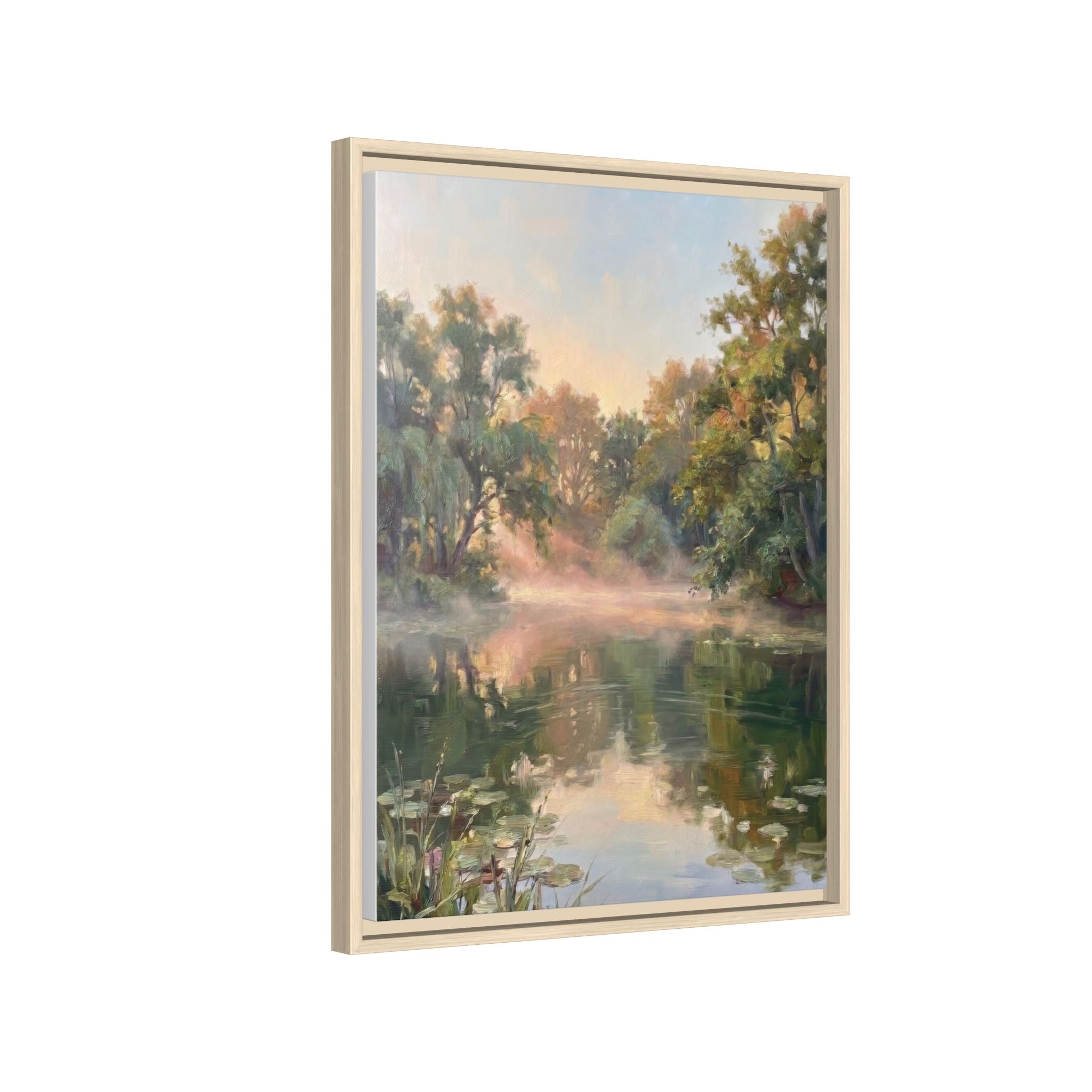The Lily Pond - Print on Canvas with Wooden Frame
