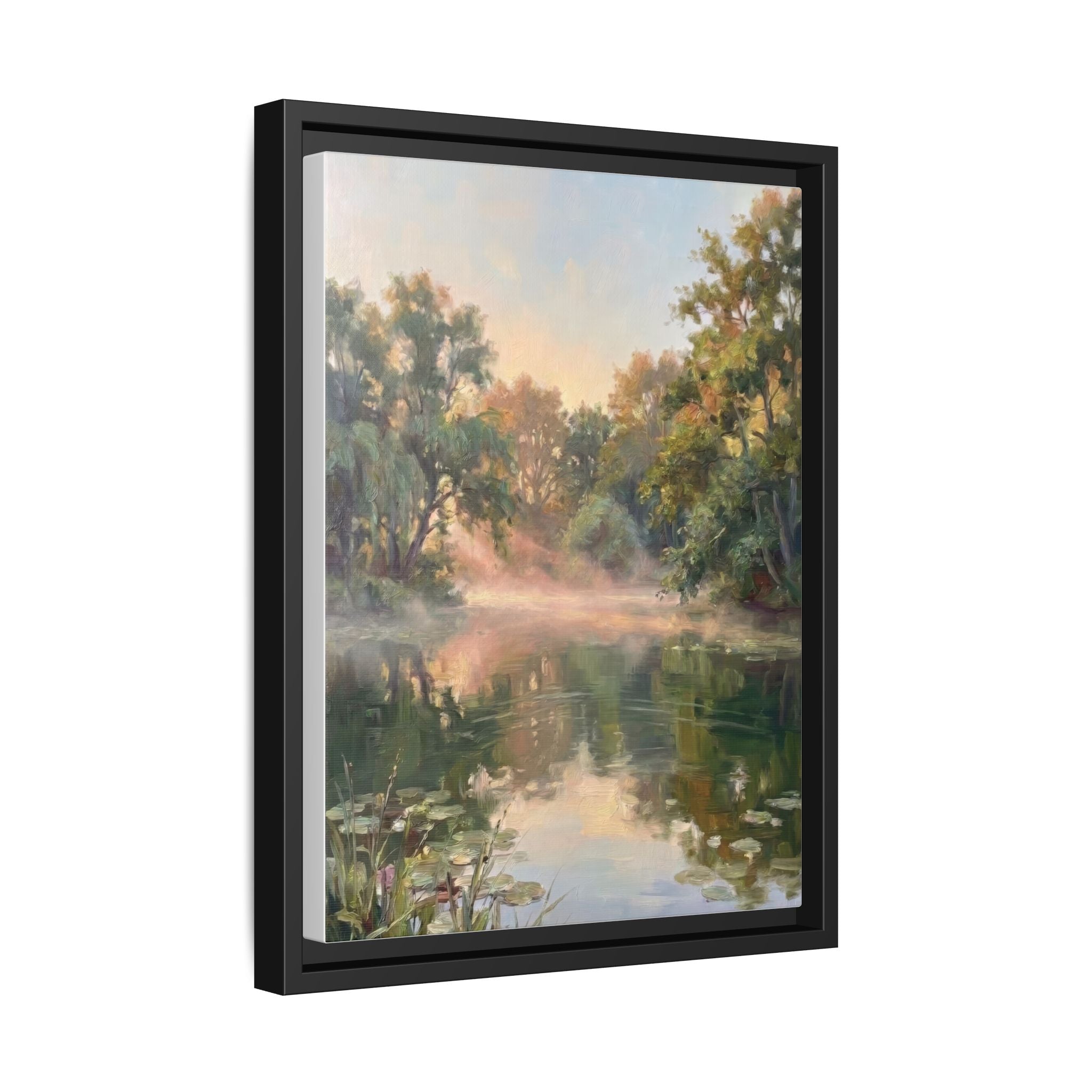 The Lily Pond - Print on Canvas with Wooden Frame