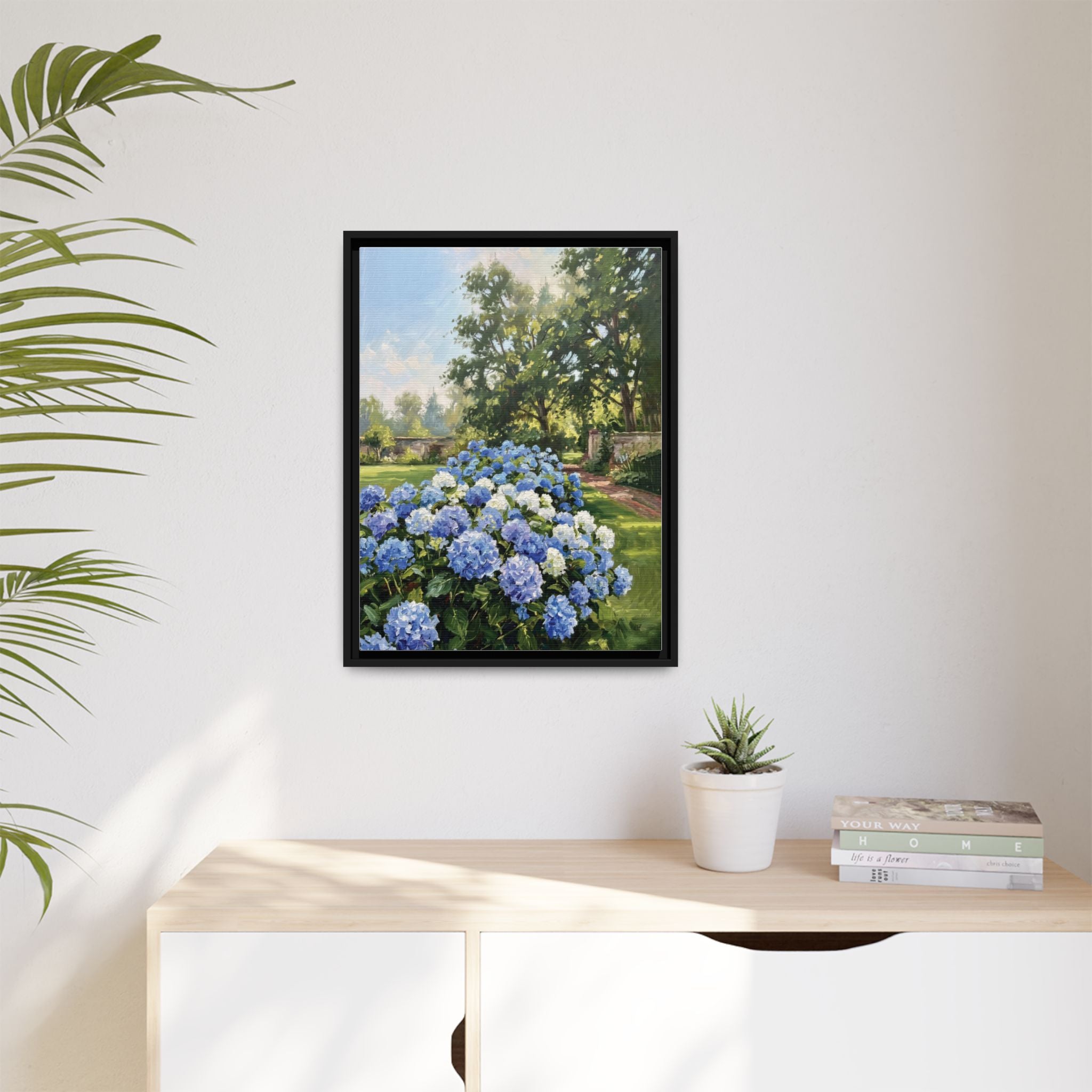 Hydrangeas - Print on Canvas with Wooden Frame