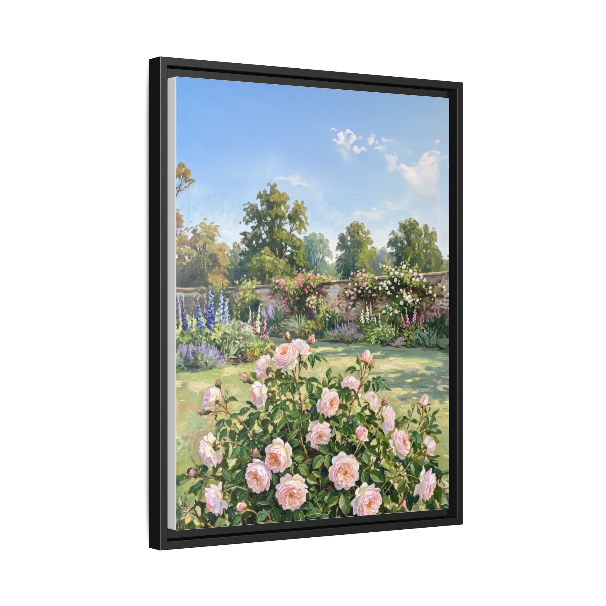 The Rose Garden - Print on Canvas with Wooden Frame