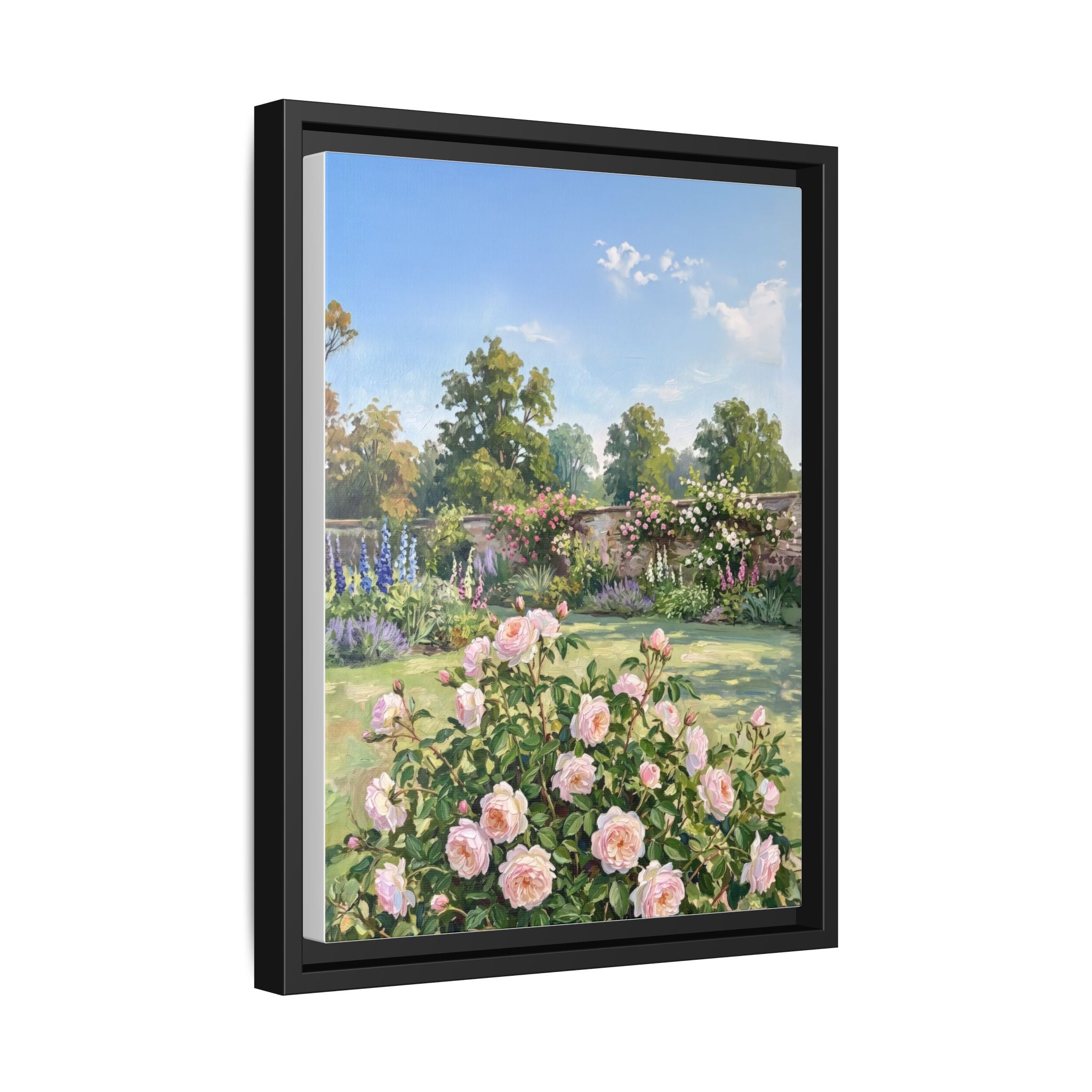 The Rose Garden - Print on Canvas with Wooden Frame