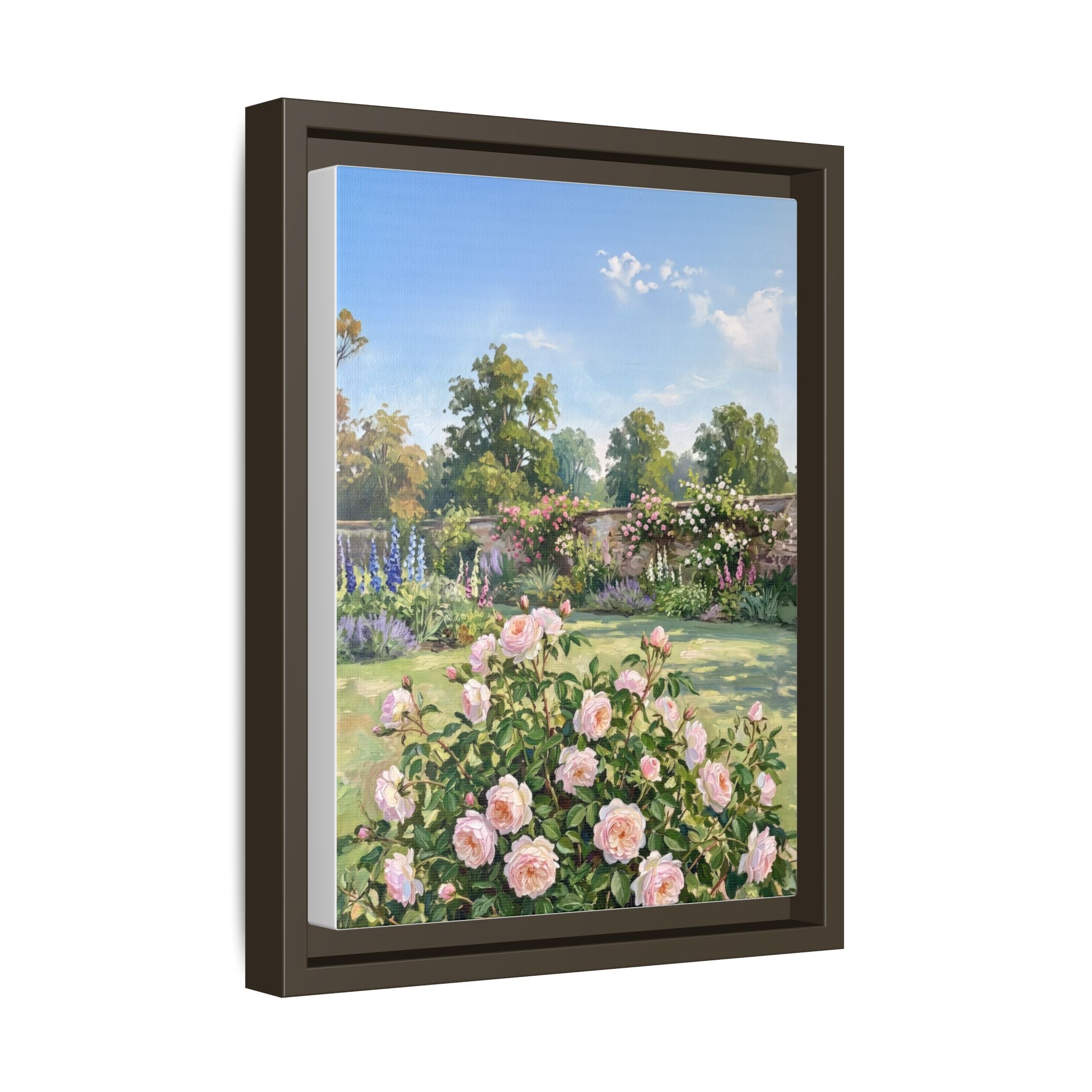 The Rose Garden - Print on Canvas with Wooden Frame