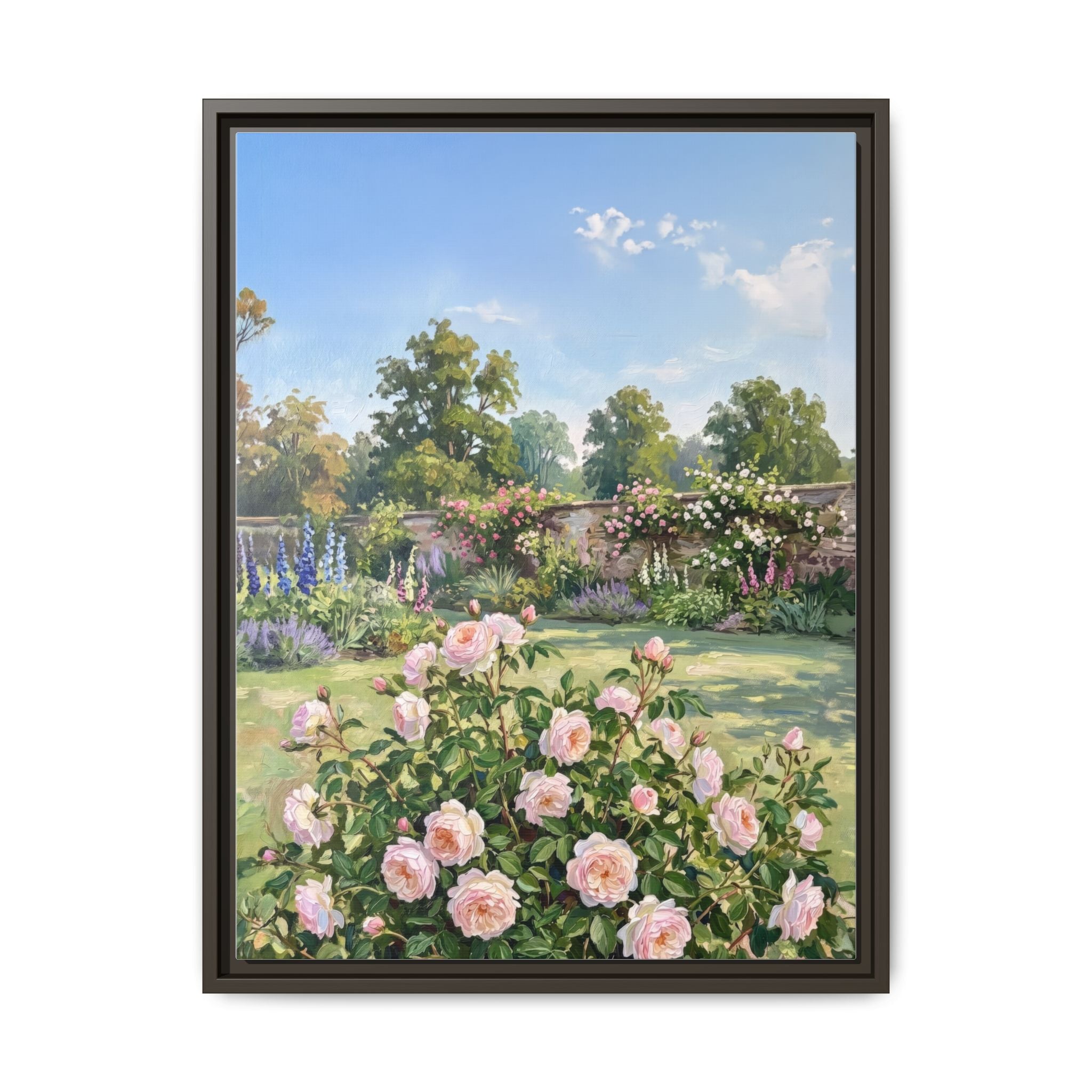 The Rose Garden - Print on Canvas with Wooden Frame