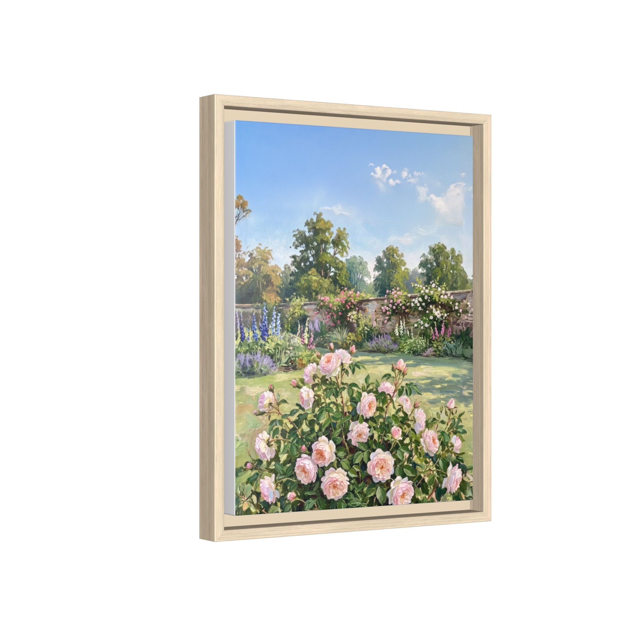 The Rose Garden - Print on Canvas with Wooden Frame