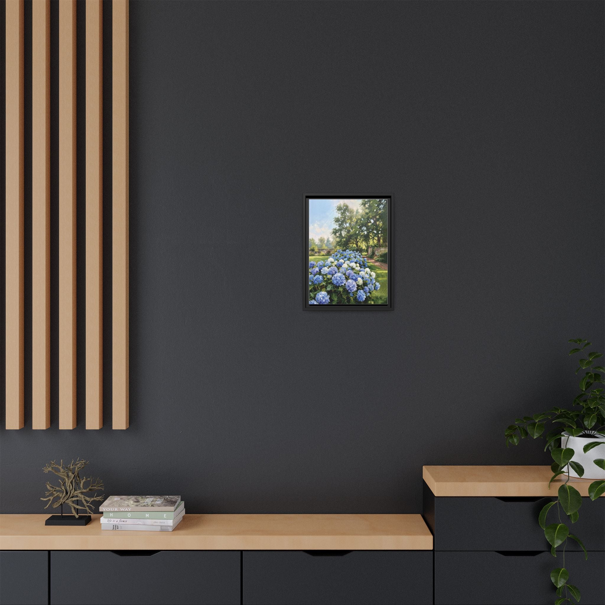 Hydrangeas - Print on Canvas with Wooden Frame