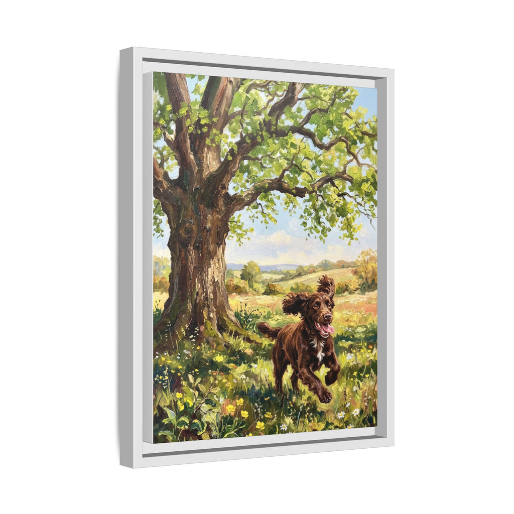 The Working Cocker - Print on Canvas with Wooden Frame