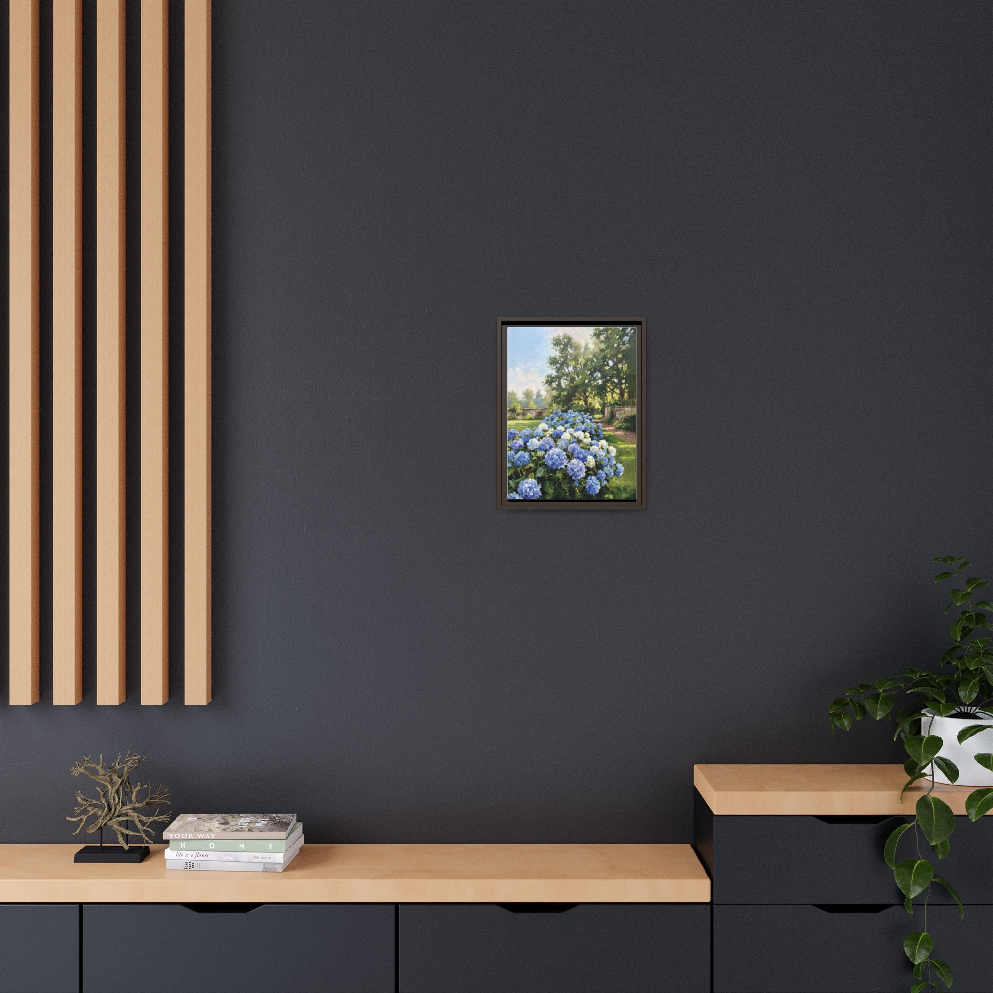 Hydrangeas - Print on Canvas with Wooden Frame
