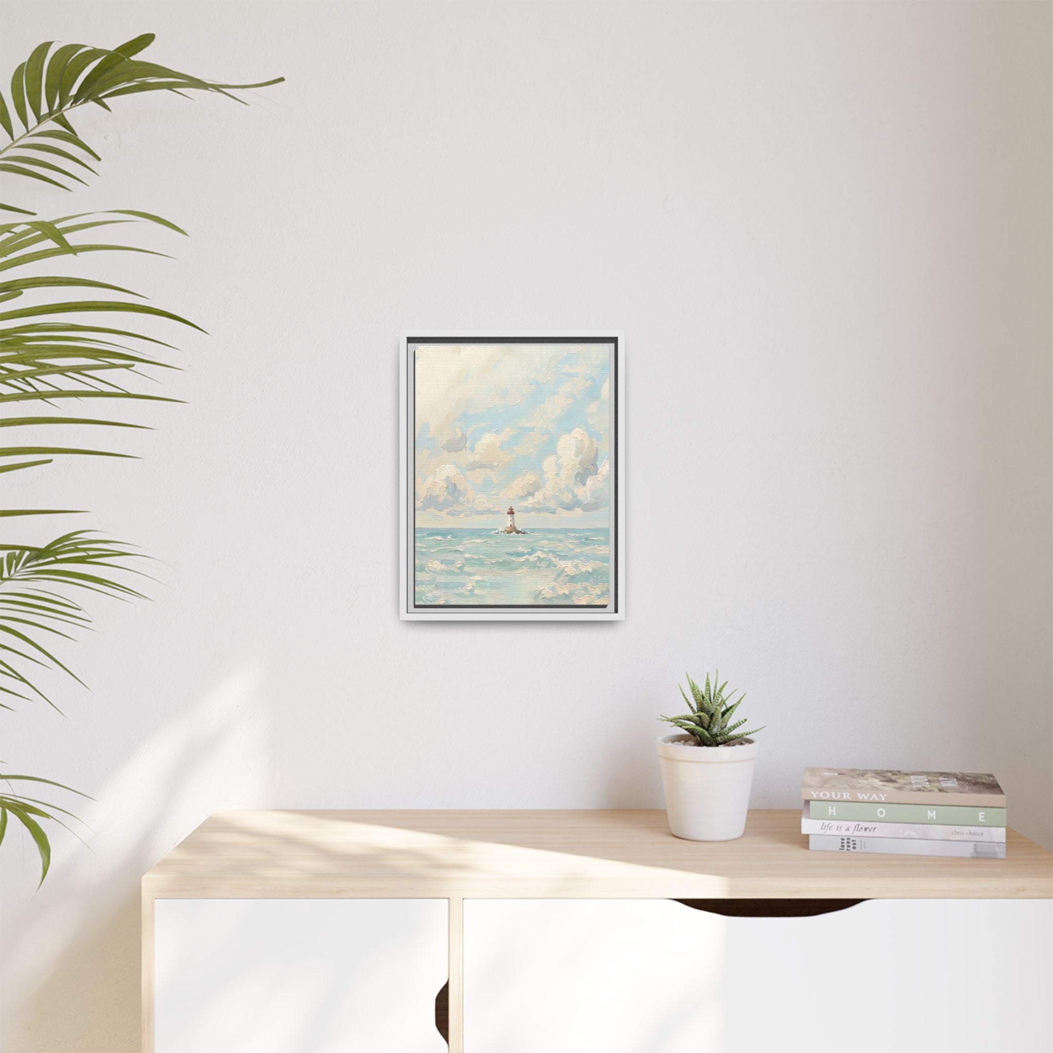 The Lighthouse - Print on Canvas with Wooden Frame