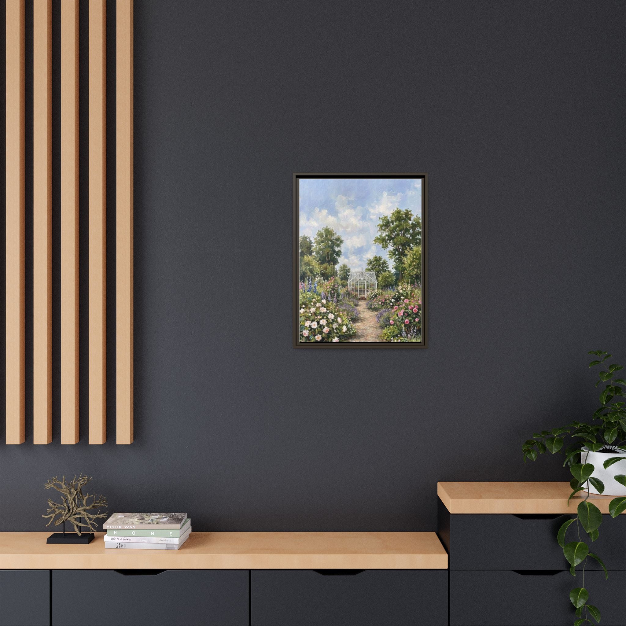 The Walled Garden - Print on Canvas with Wooden Frame