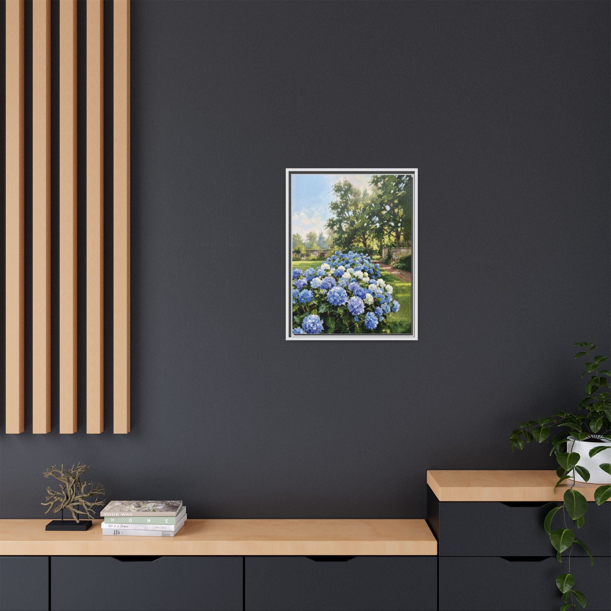 Hydrangeas - Print on Canvas with Wooden Frame