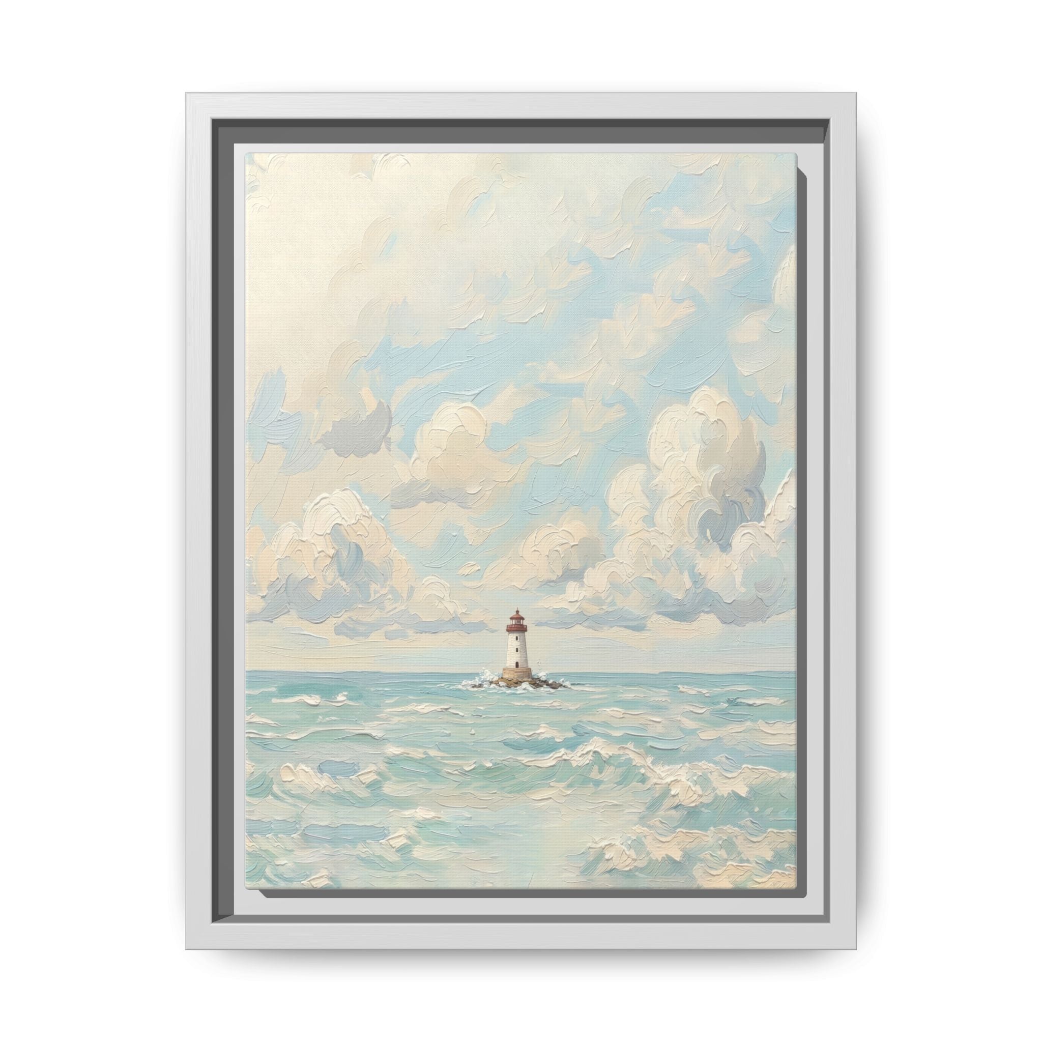 The Lighthouse - Print on Canvas with Wooden Frame