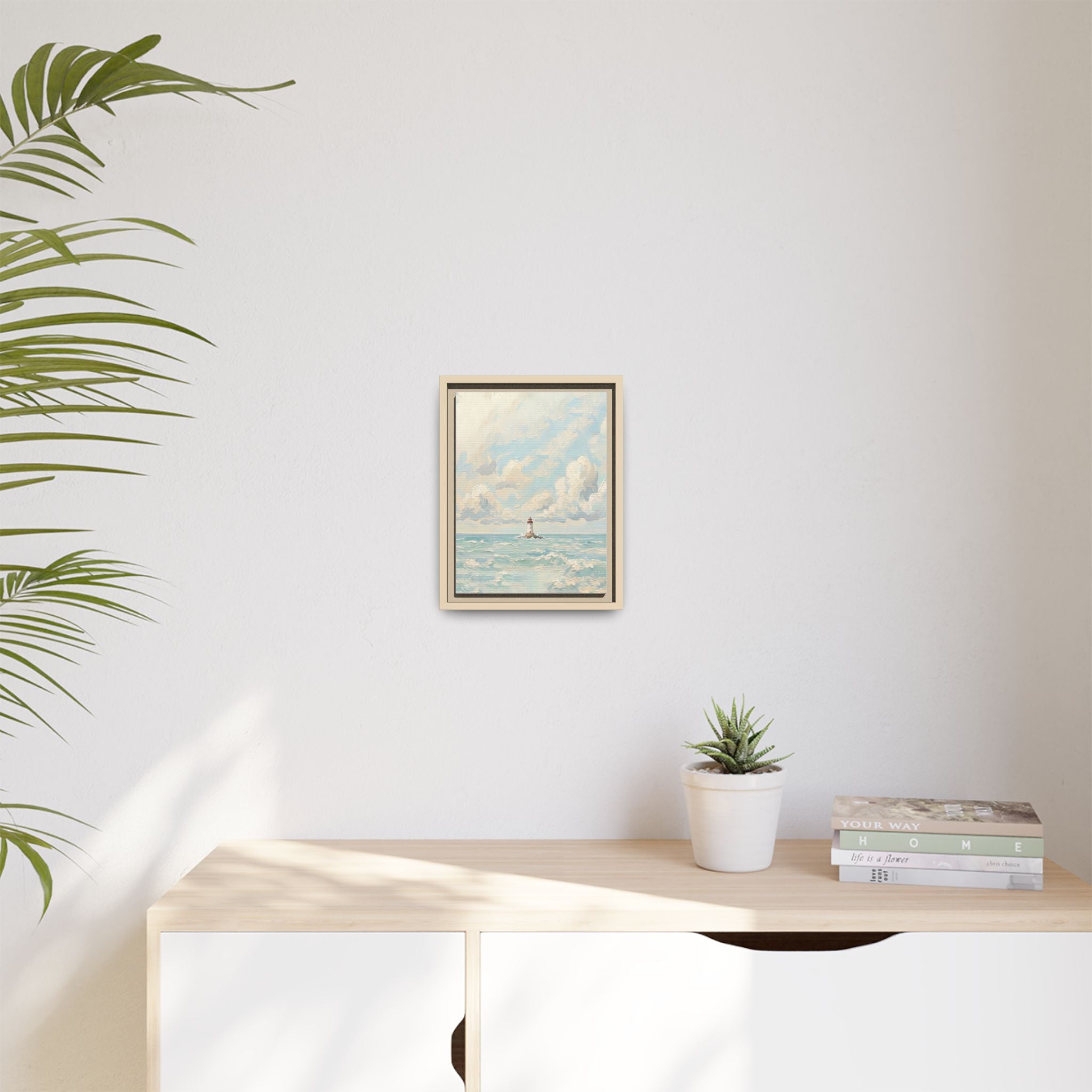 The Lighthouse - Print on Canvas with Wooden Frame
