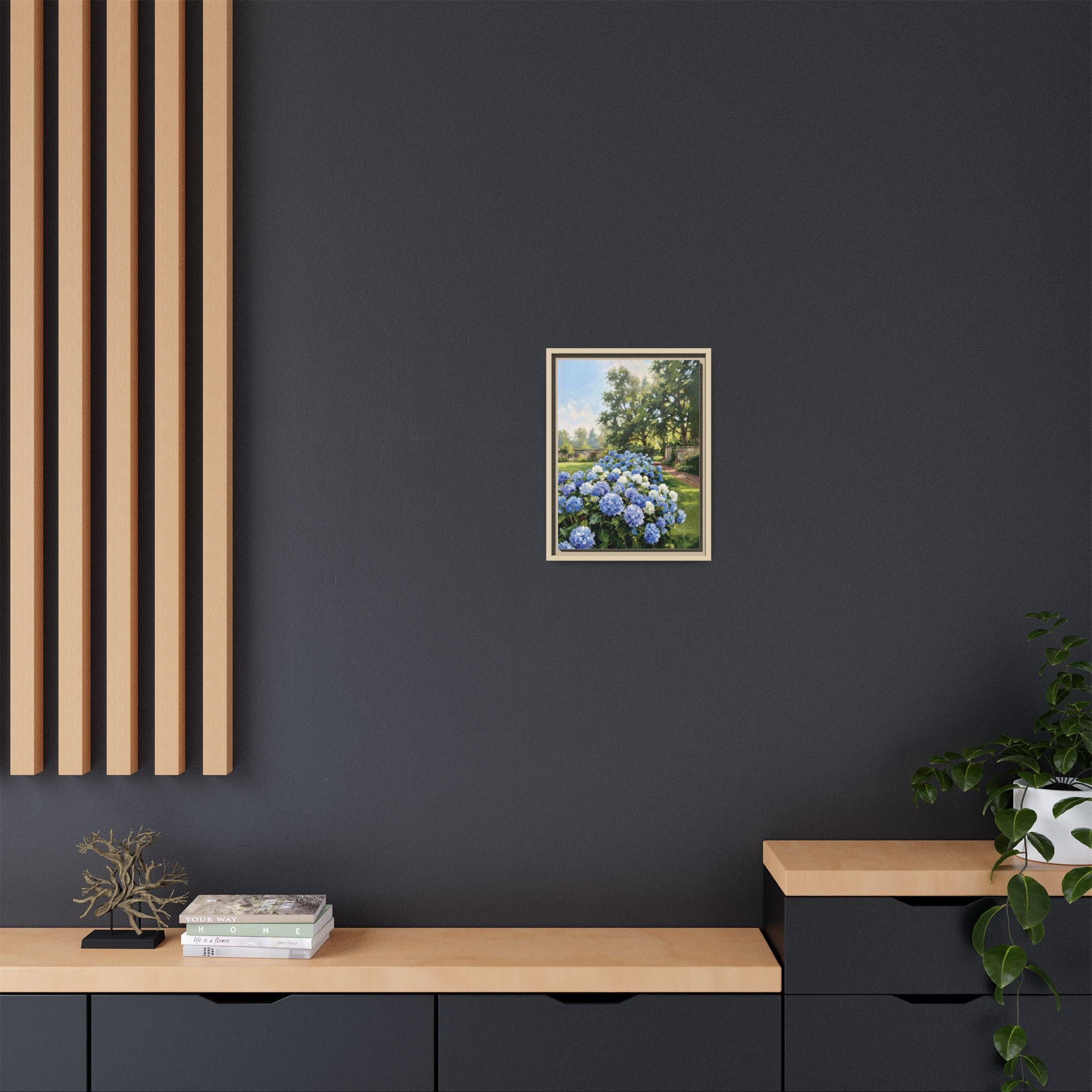 Hydrangeas - Print on Canvas with Wooden Frame