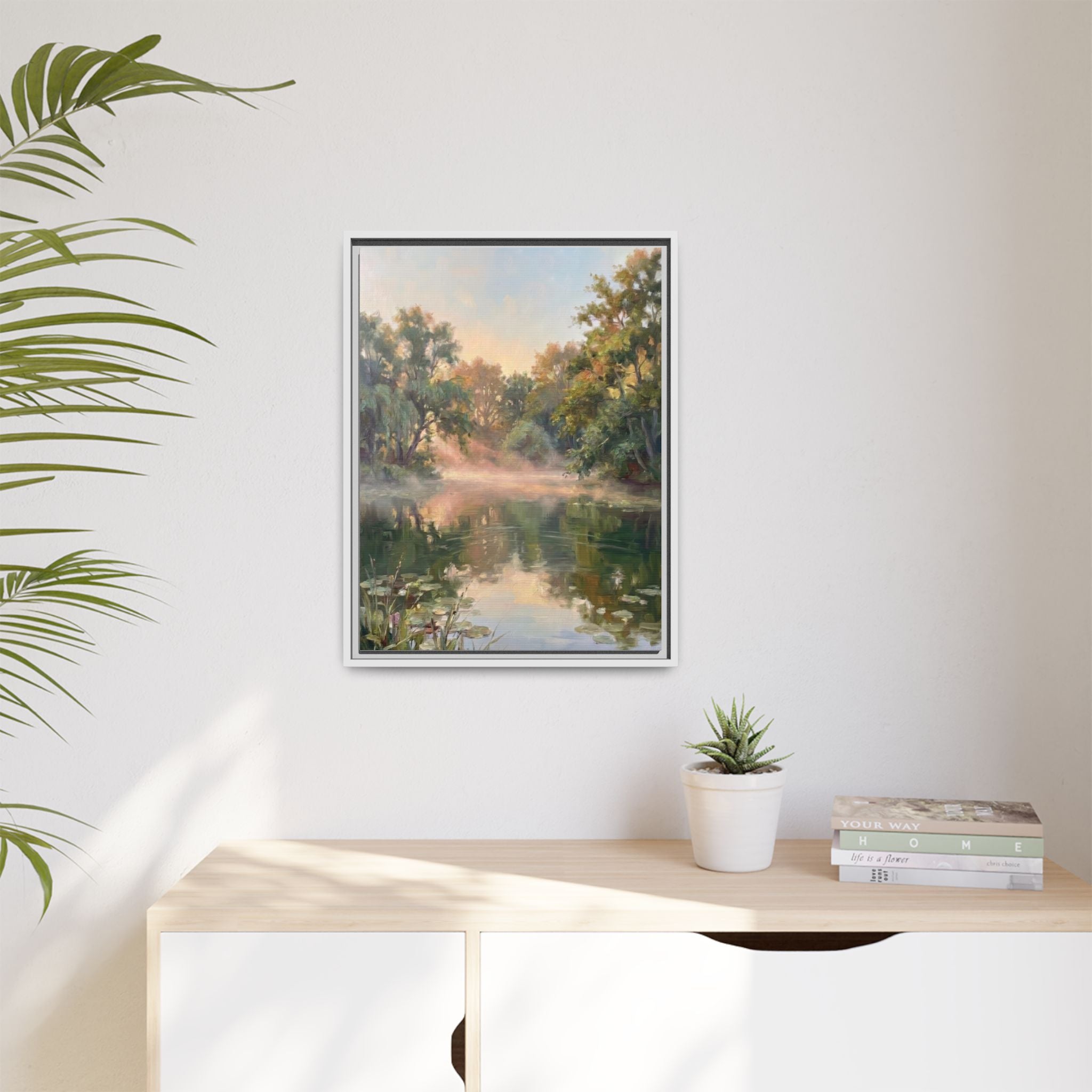 The Lily Pond - Print on Canvas with Wooden Frame