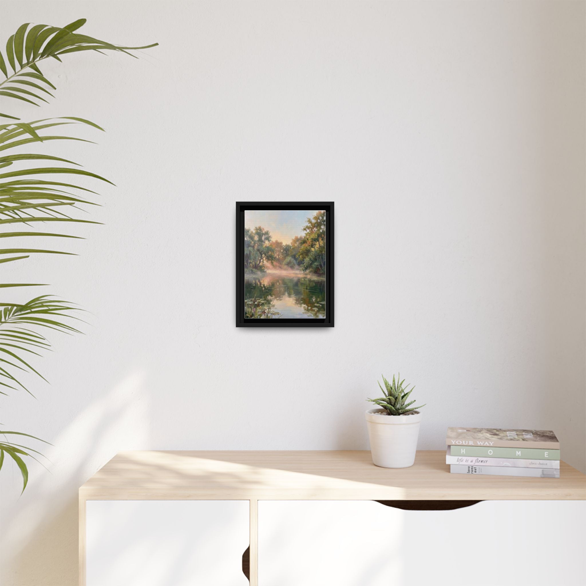 The Lily Pond - Print on Canvas with Wooden Frame