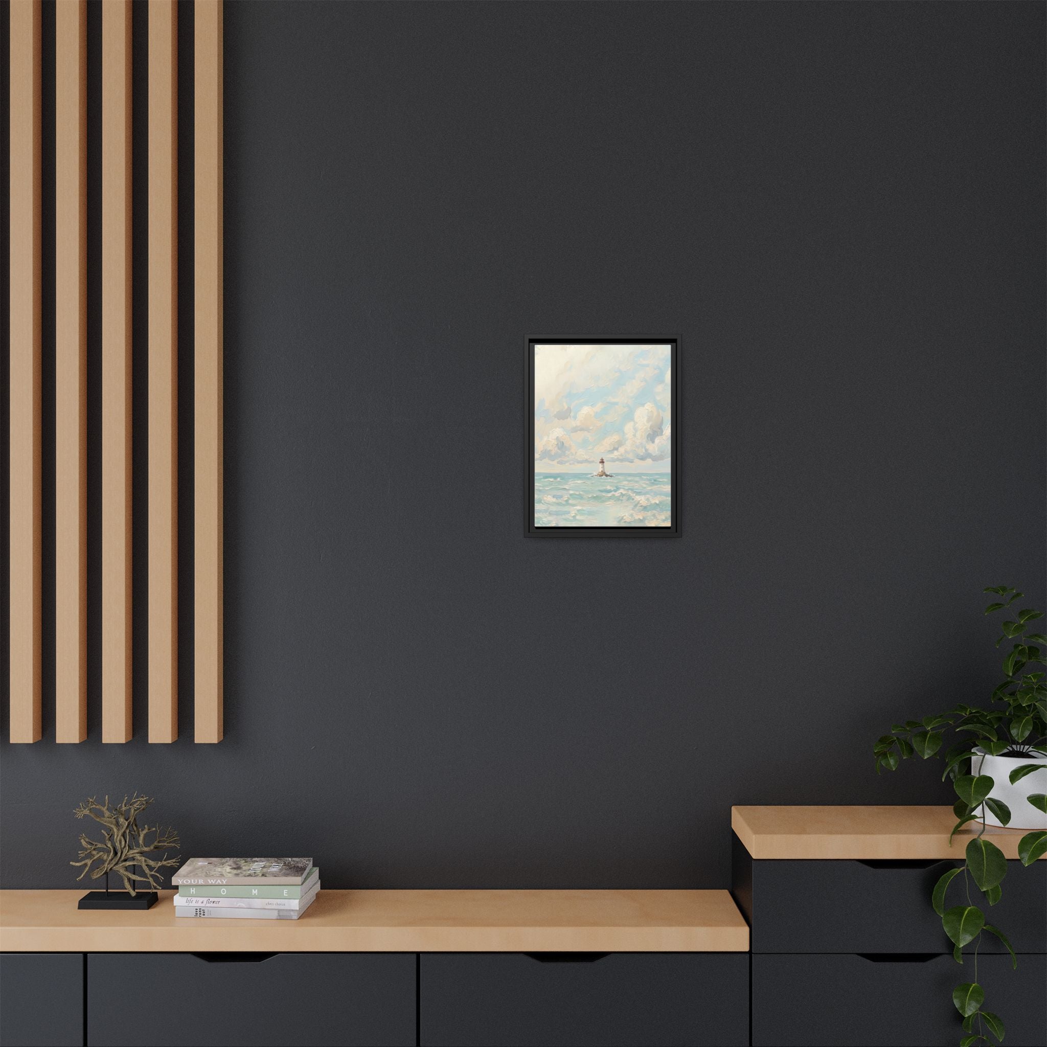 The Lighthouse - Print on Canvas with Wooden Frame