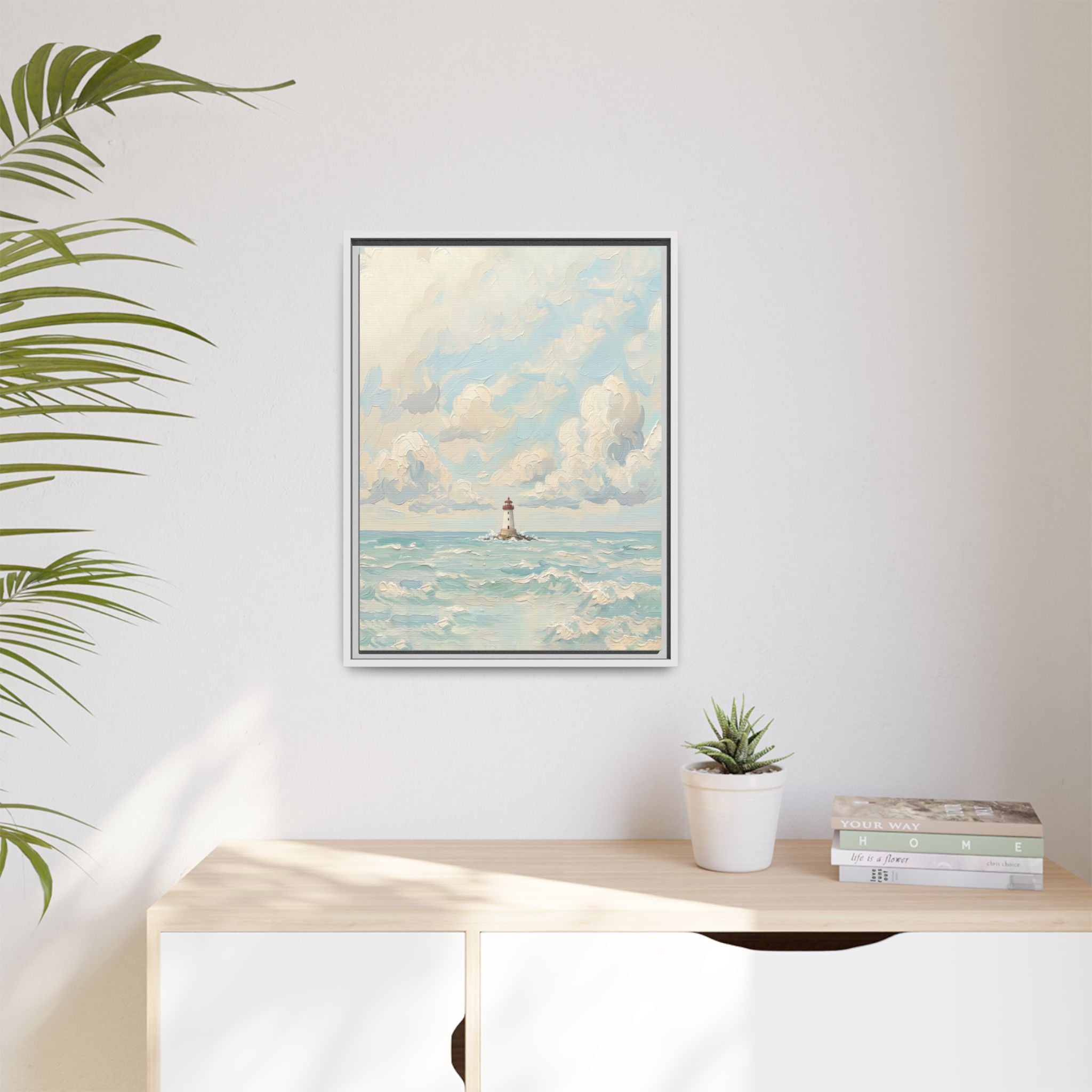 The Lighthouse - Print on Canvas with Wooden Frame