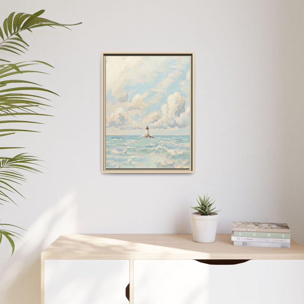 The Lighthouse - Print on Canvas with Wooden Frame