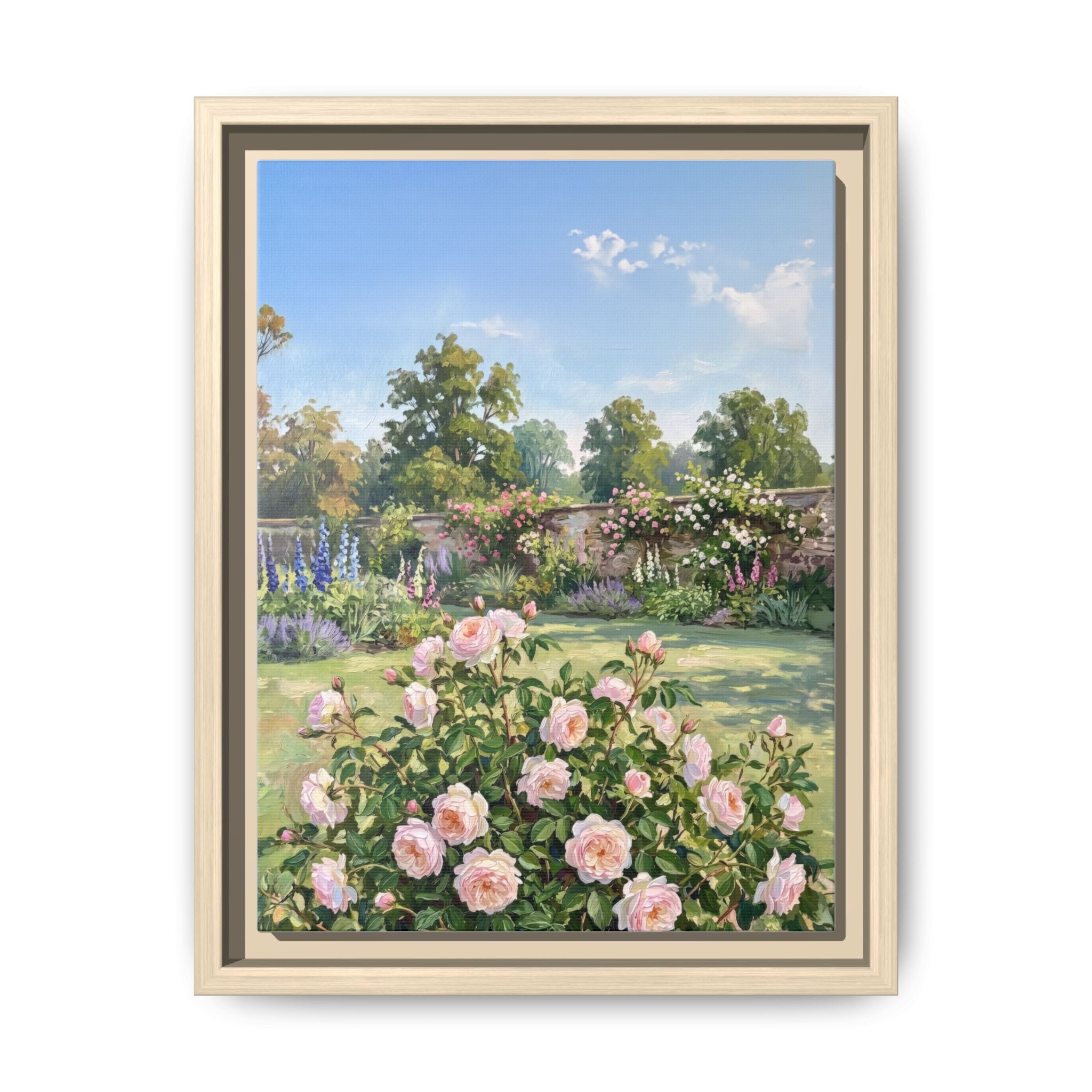 The Rose Garden - Print on Canvas with Wooden Frame