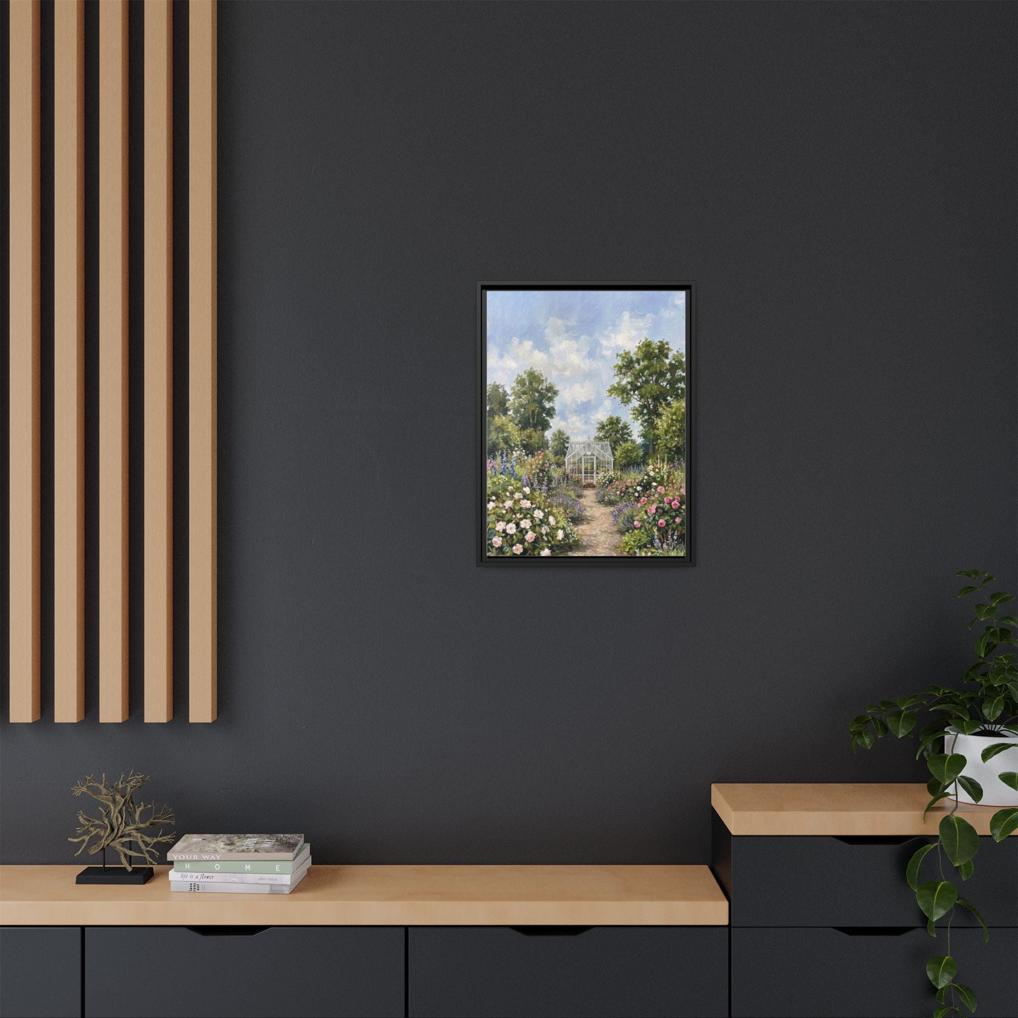 The Walled Garden - Print on Canvas with Wooden Frame