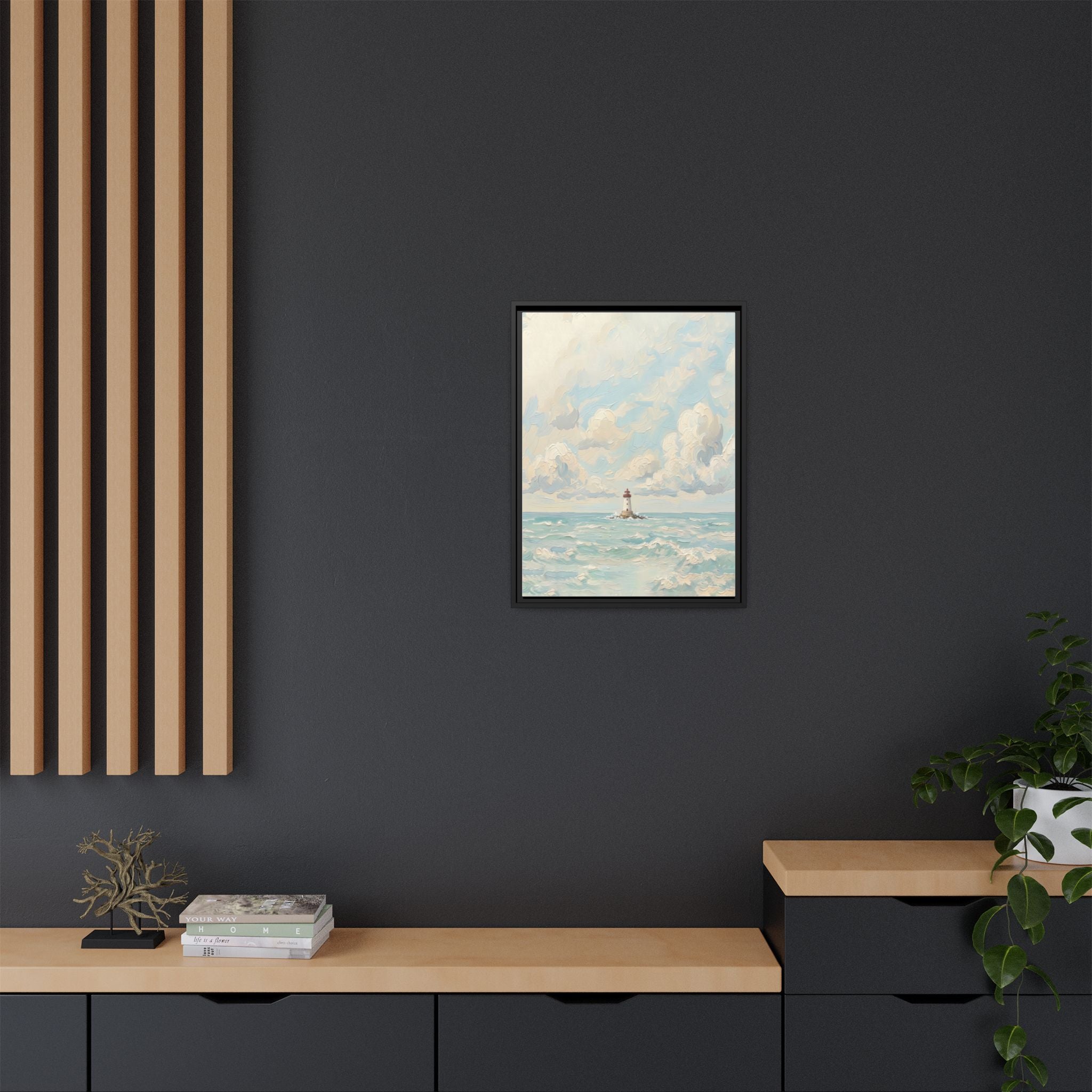 The Lighthouse - Print on Canvas with Wooden Frame