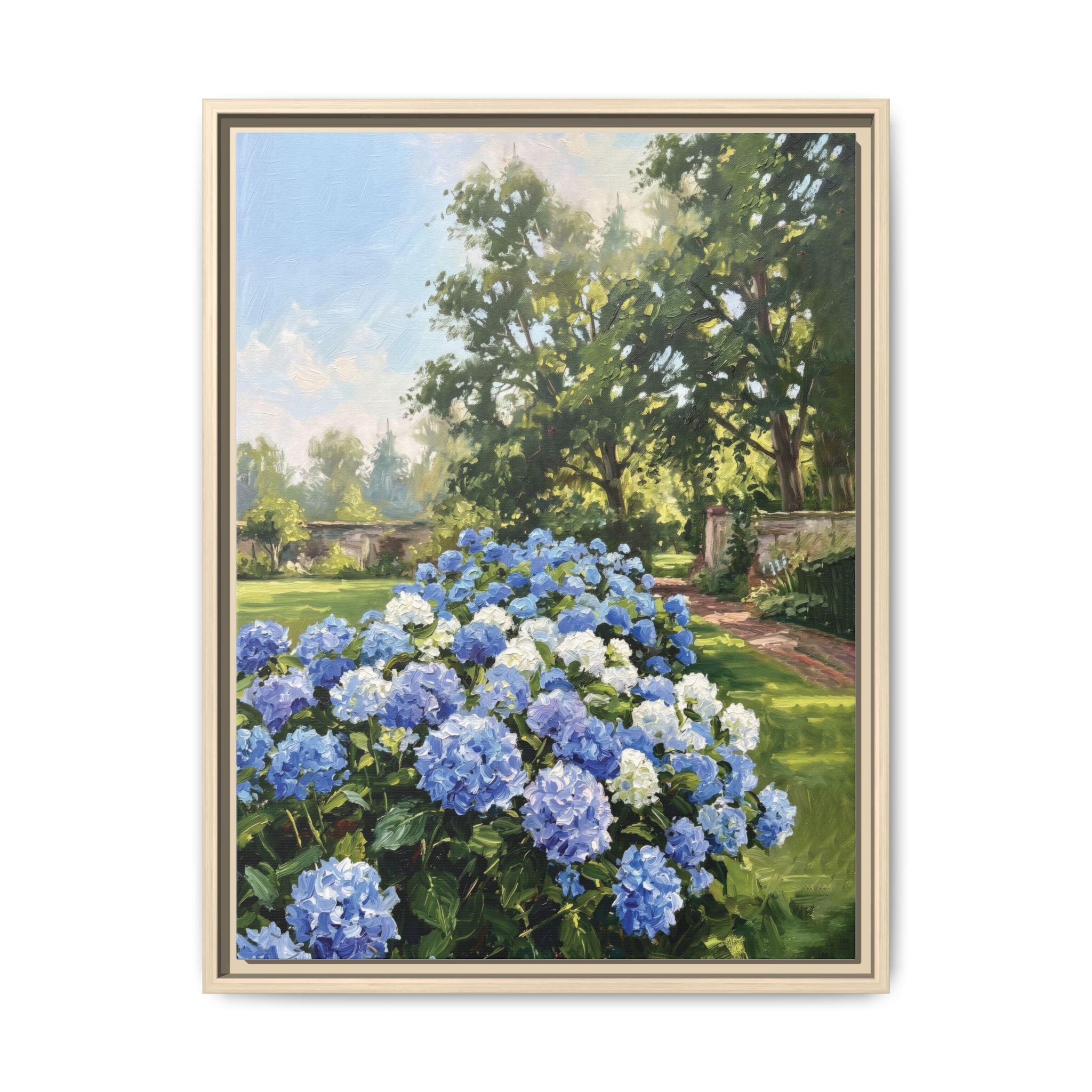 Hydrangeas - Print on Canvas with Wooden Frame