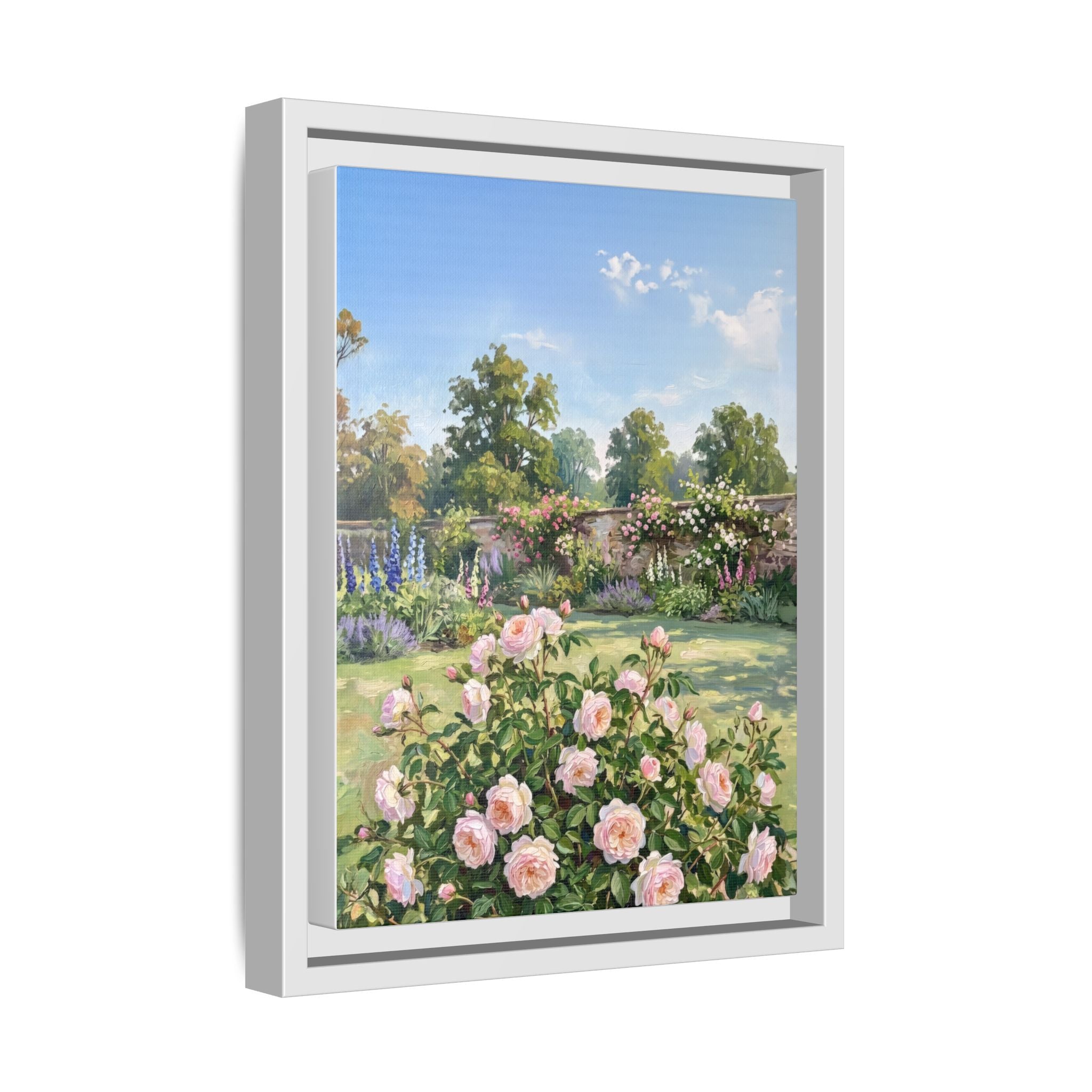 The Rose Garden - Print on Canvas with Wooden Frame
