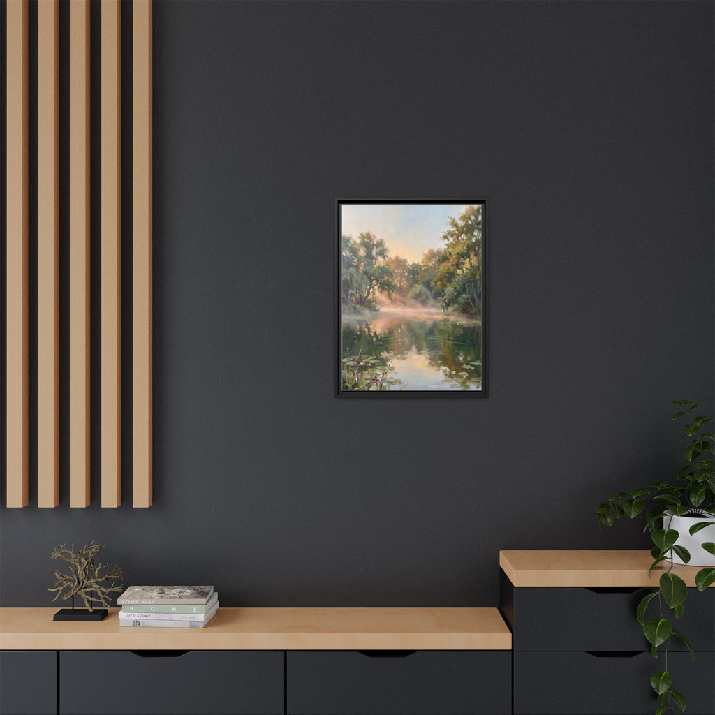 The Lily Pond - Print on Canvas with Wooden Frame