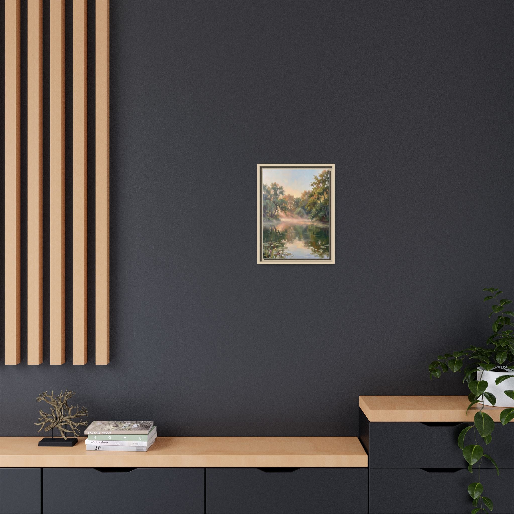 The Lily Pond - Print on Canvas with Wooden Frame
