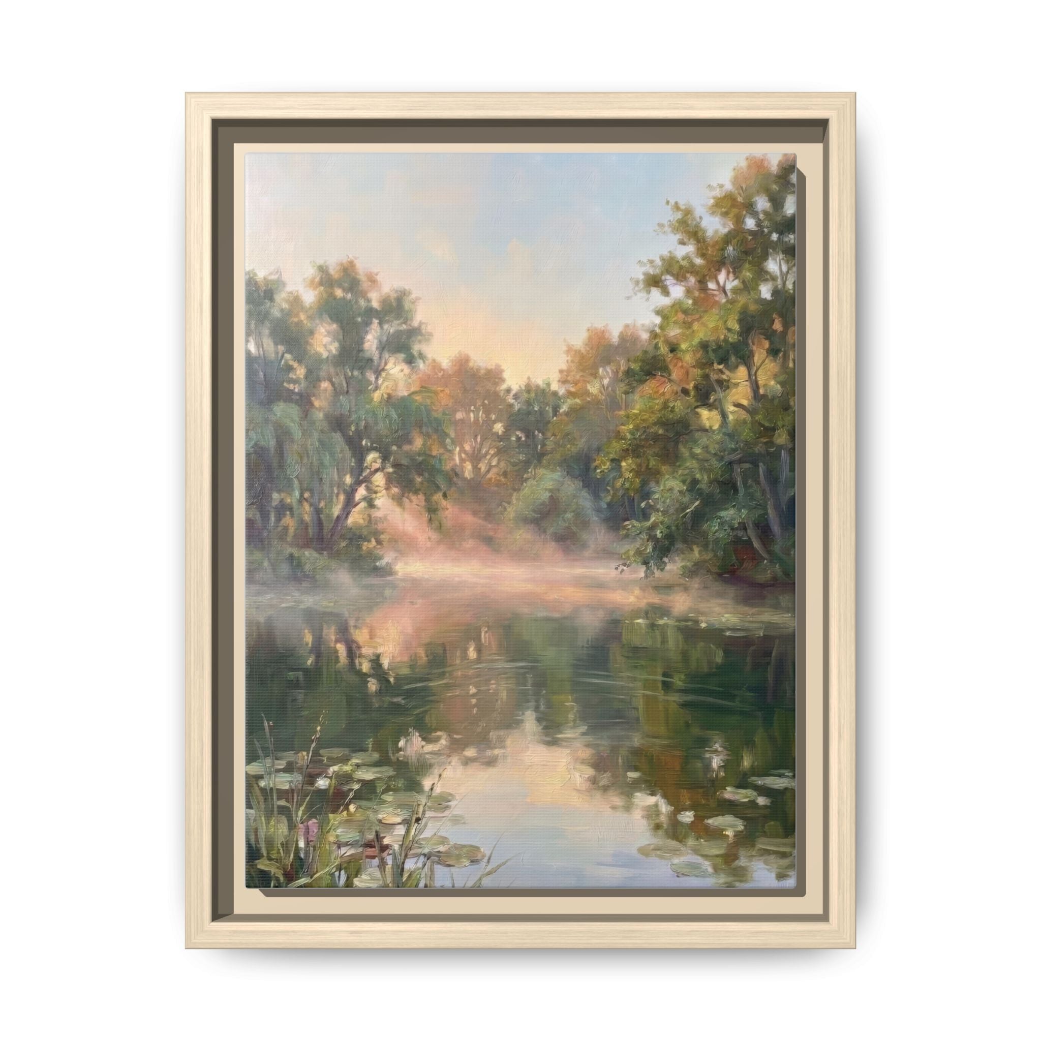 The Lily Pond - Print on Canvas with Wooden Frame