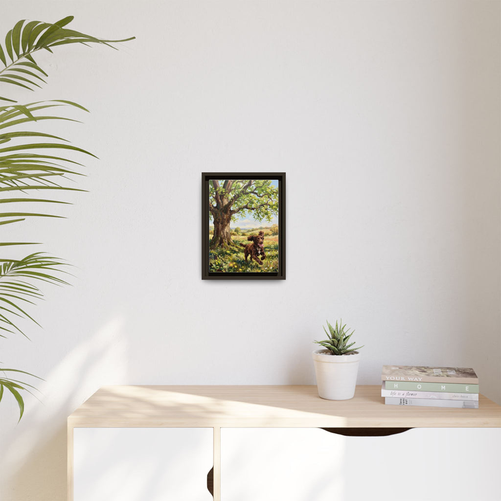 The Working Cocker - Print on Canvas with Wooden Frame