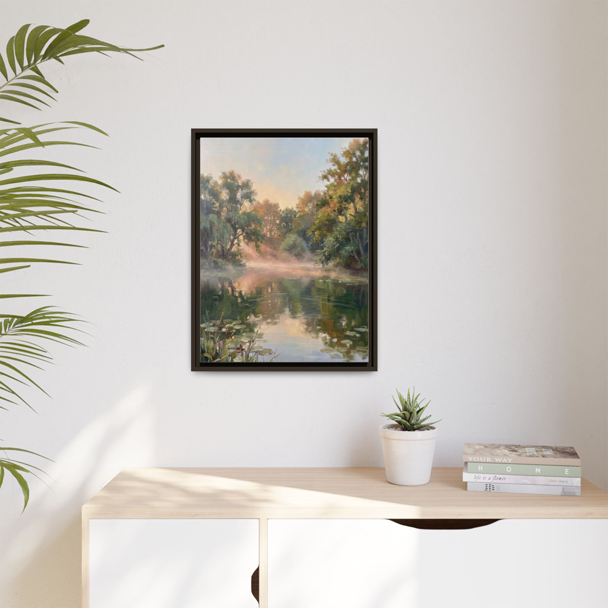 The Lily Pond - Print on Canvas with Wooden Frame